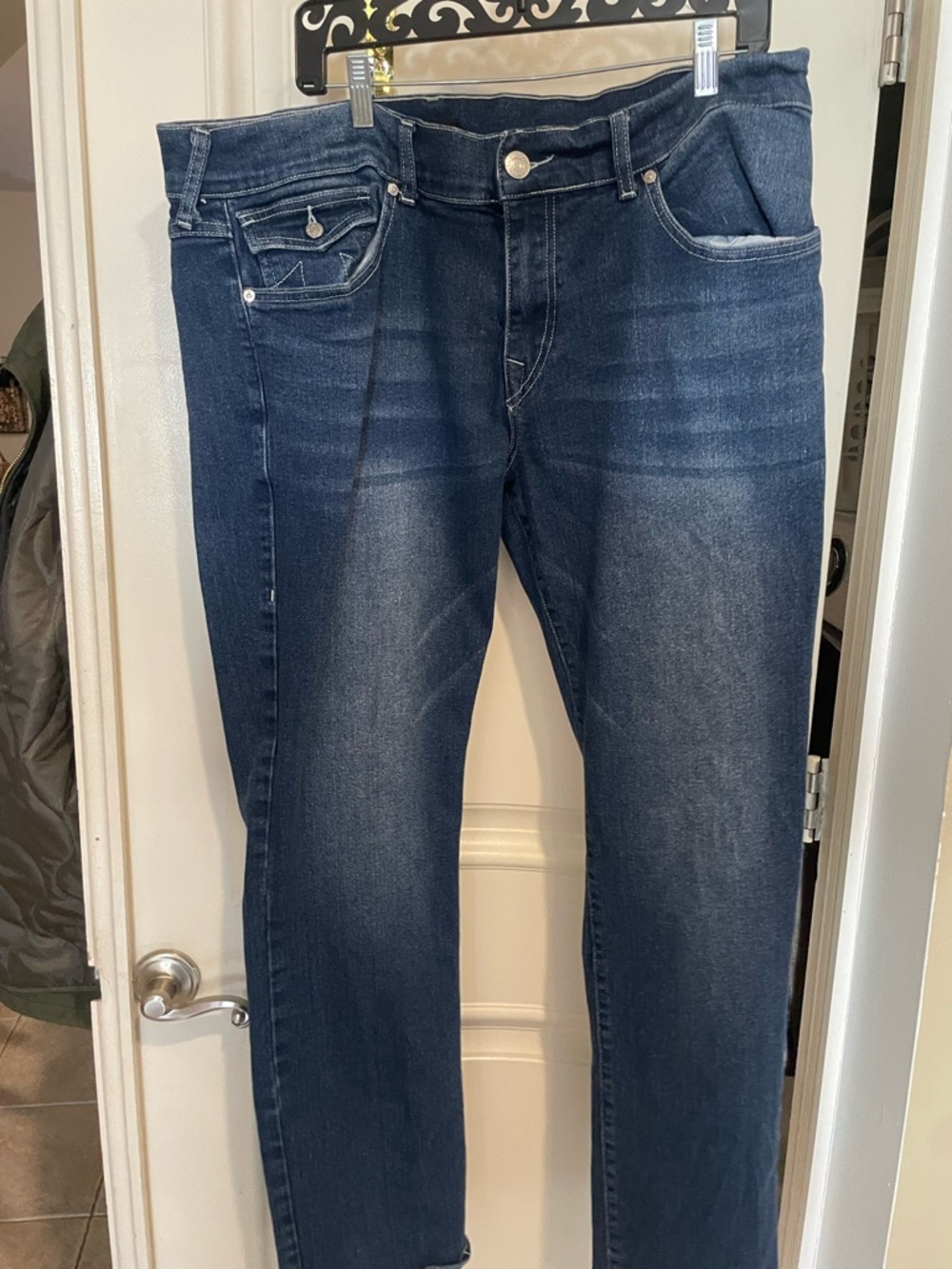True Religion Men's Slim Dark Blue Stretch Jeans